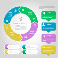 Infographics Design template. Numbered banners, horizontal