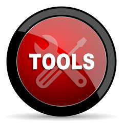tools red circle glossy web icon on white background - set440