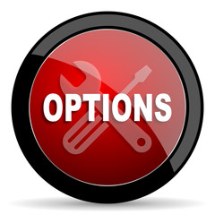 options red circle glossy web icon on white background - set440