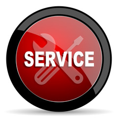 service red circle glossy web icon on white background - set440