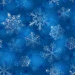 Seamless pattern of snowflakes