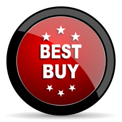 best buy red circle glossy web icon on white background - set440