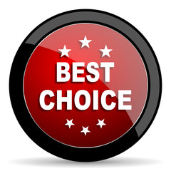 best choice red circle glossy web icon on white background - set440
