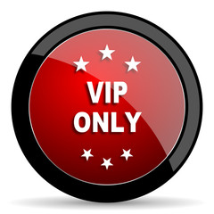 vip only red circle glossy web icon on white background - set440