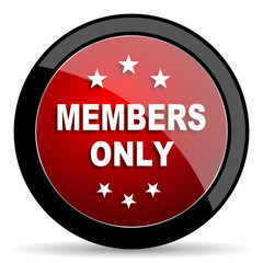 members only red circle glossy web icon on white background - set440