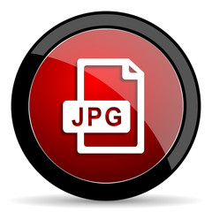 jpg file red circle glossy web icon on white background - set440