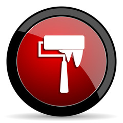 brush red circle glossy web icon on white background - set440