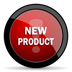 new product red circle glossy web icon on white background - set440