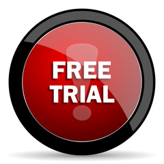free trial red circle glossy web icon on white background - set440