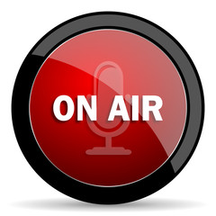 on air red circle glossy web icon on white background - set440