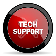 technical support red circle glossy web icon on white background - set440