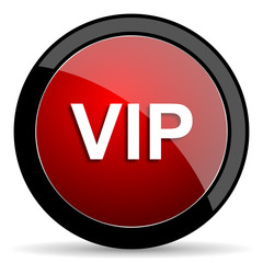 vip red circle glossy web icon on white background - set440
