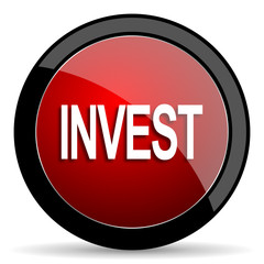 nvest red circle glossy web icon on white background - set440