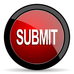 submit red circle glossy web icon on white background - set440