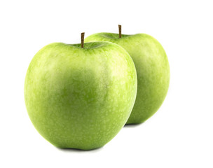 Two isolated green apples