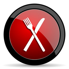 restaurant red circle glossy web icon on white background - set440