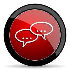 forum red circle glossy web icon on white background - set440