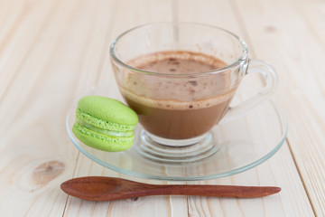 Macaroons with a cup of coffee