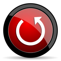 rotate red circle glossy web icon on white background - set440