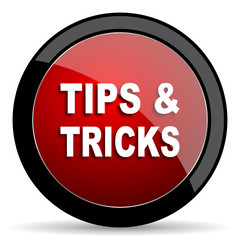 tips tricks red circle glossy web icon on white background - set440