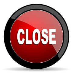 close red circle glossy web icon on white background - set440