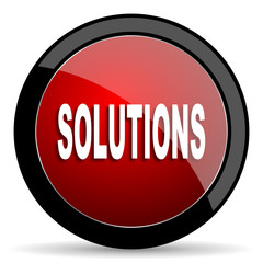 solutions red circle glossy web icon on white background - set440