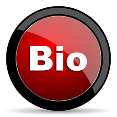 bio red circle glossy web icon on white background - set440