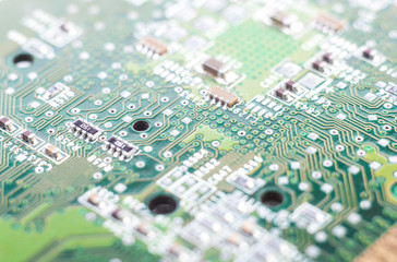 Fototapeta premium microchip closeup, electronic circuit board