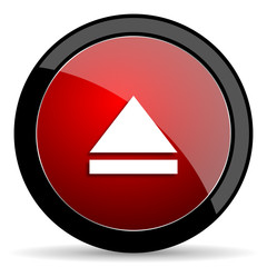 eject red circle glossy web icon on white background - set440
