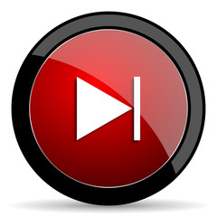 next red circle glossy web icon on white background - set440