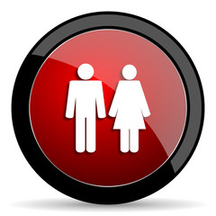 couple red circle glossy web icon on white background - set440