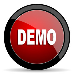 demo red circle glossy web icon on white background - set440