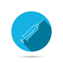 Syringe icon. Injection or vaccine instrument.