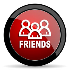 friends red circle glossy web icon on white background - set440