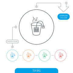 Tea bag icon. Natural hot drink sign.