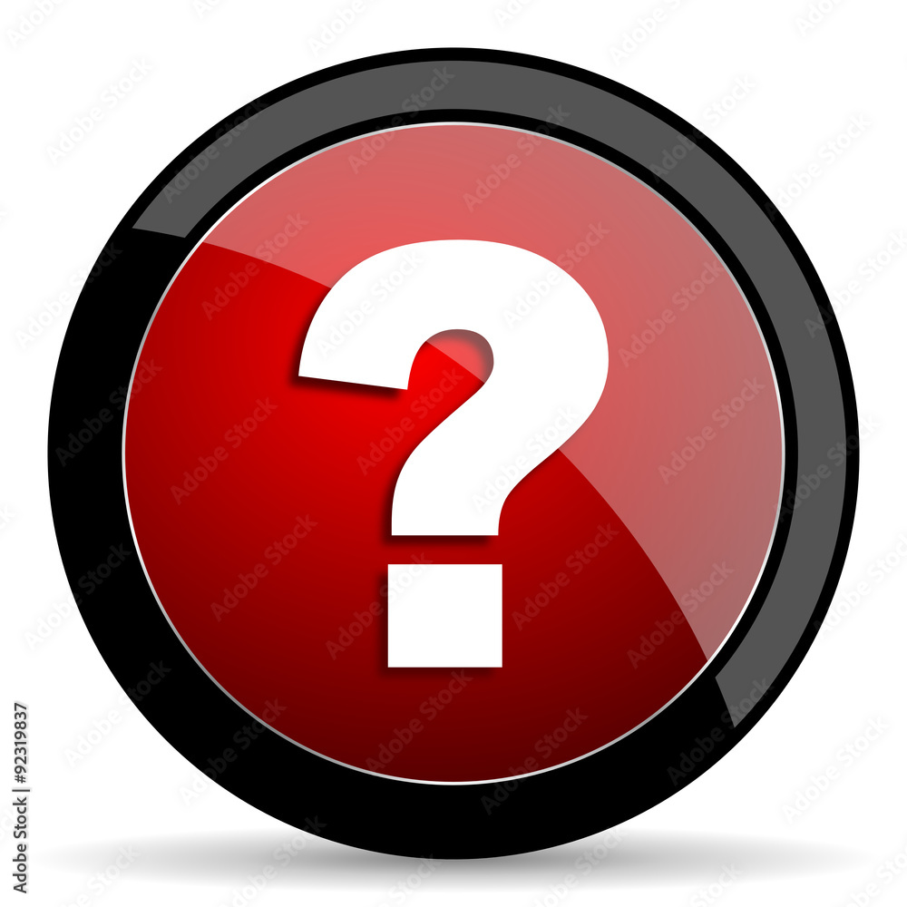 Poster question mark red circle glossy web icon on white background - set440