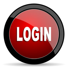 login red circle glossy web icon on white background - set440