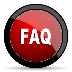 faq red circle glossy web icon on white background - set440