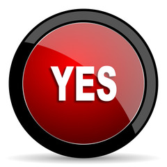 yes red circle glossy web icon on white background - set440
