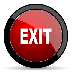 exit red circle glossy web icon on white background - set440