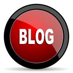 blog red circle glossy web icon on white background - set440