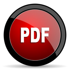 pdf red circle glossy web icon on white background - set440