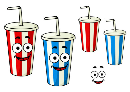 Cartoon takeaway soda striped cups