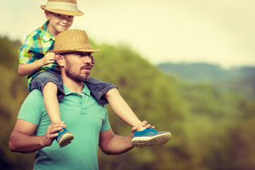 Happy father and son time concept