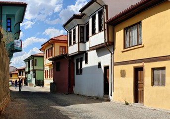 Fototapeta na wymiar Ottoman Houses in Eskisehir , Odun Pazari Turkey