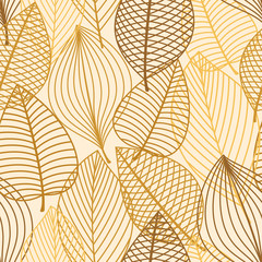 Geel en bruin bladeren naadloos patroon