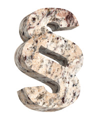 Paragraph sign from granite alphabet set isolated over white. Computer generated 3D photo rendering.