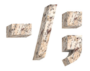 Sign from granite alphabet set isolated over white. Computer generated 3D photo rendering.