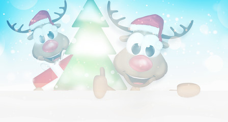 Christmas Thumbs Up Reindeer Cartoon Design