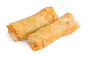 Fried Spring rolls on white background
